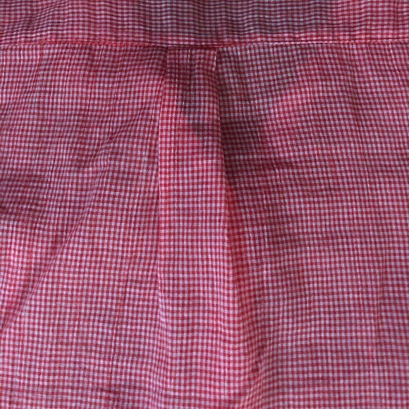 Joie Red Micro Gingham Tab Sleeve Blouse L - Picture 9 of 14